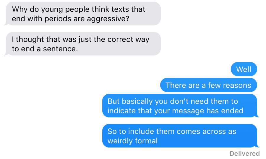 An explanation for texting in all lowercase. Image from the New York Times.