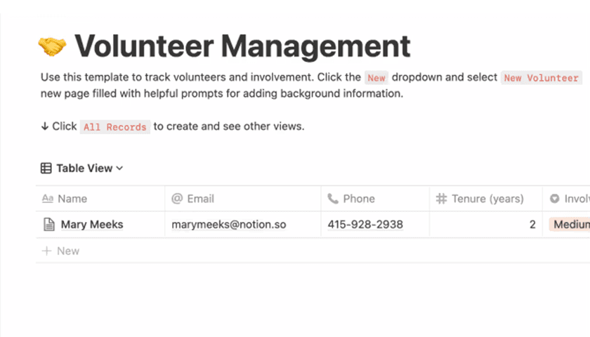 Freiwilligenverwaltung Vorlage Produktbild