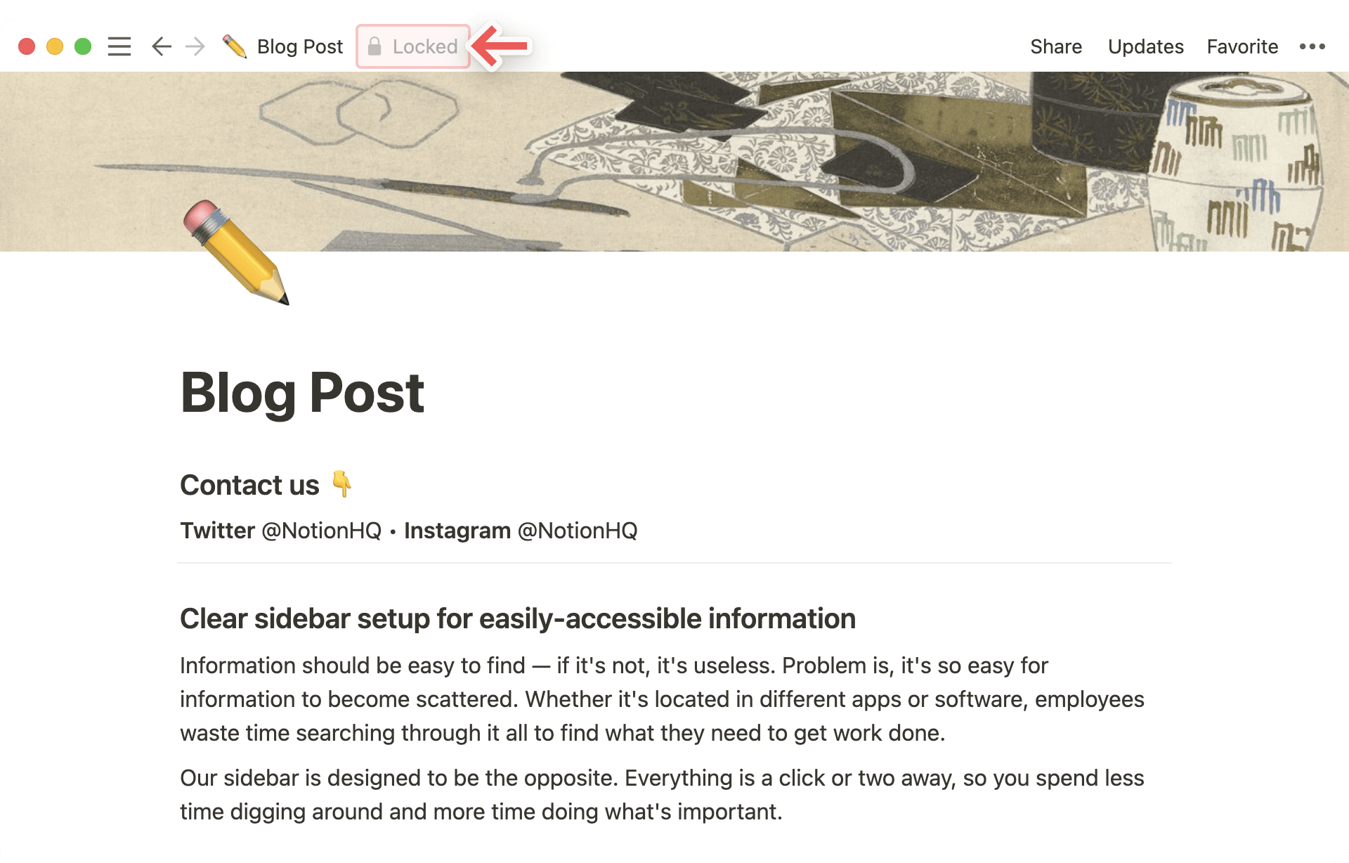 Collaborate within a workspace - locked page